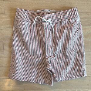Striped Red and White Kids Swim Trunks